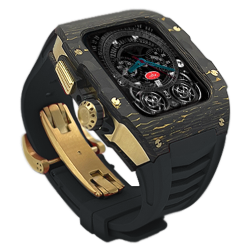 Gold carbon fiber colored case - Black Stap