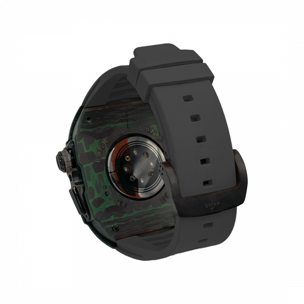 Green carbon fiber colored case - Black Strap