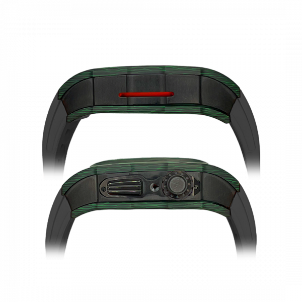 Green carbon fiber colored case - Black Strap