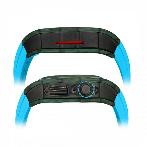 Green carbon fiber colored case - Blue Strap
