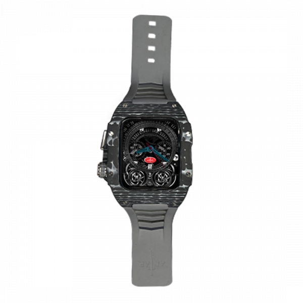 Silver carbon fiber colored case - Gray Strap