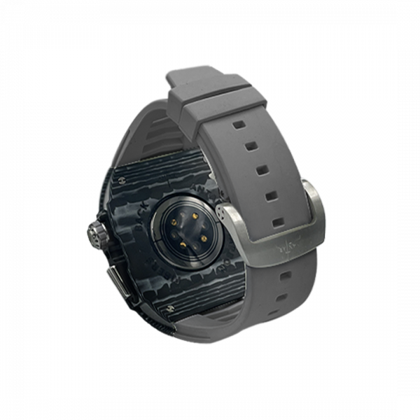 Silver carbon fiber colored case - Gray Strap