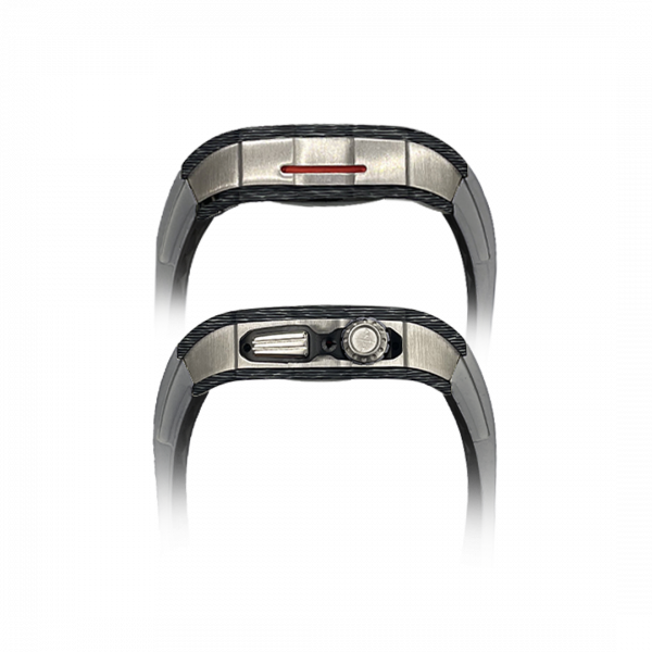 Silver carbon fiber colored case - Gray Strap