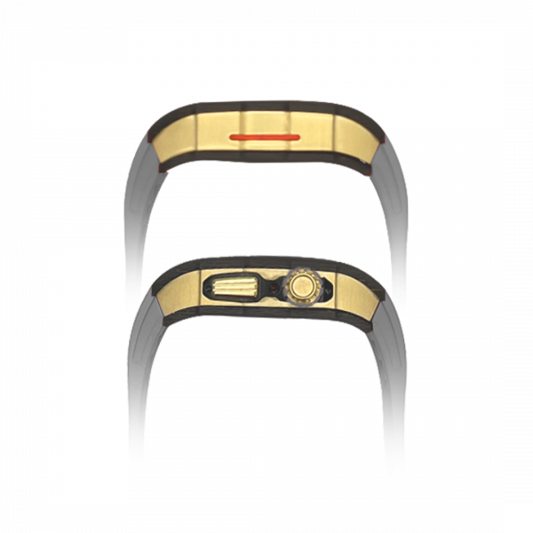 Gold carbon fiber colored case - Gray Strap