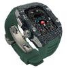 Silver carbon fiber colored case - Green Strap