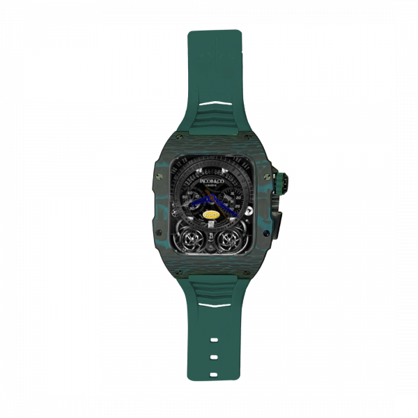 Green carbon fiber colored case - Green Strap