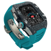 Silver carbon fiber colored case - Blue Strap