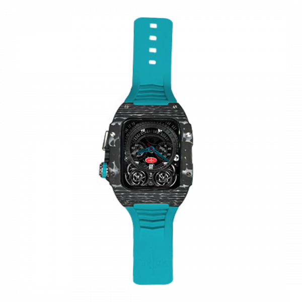 Silver carbon fiber colored case - LightBlue Strap