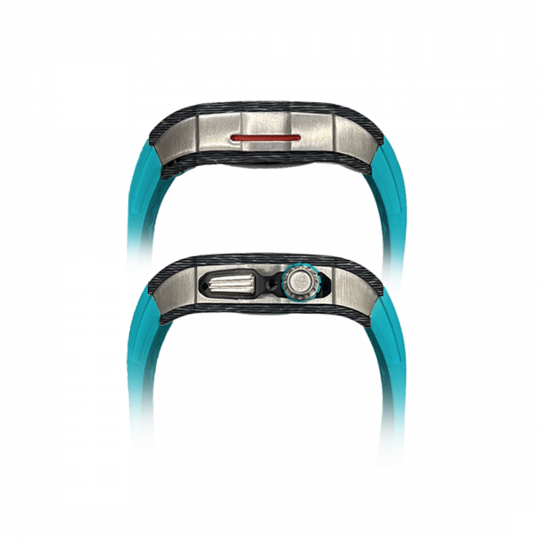 Silver carbon fiber colored case - LightBlue Strap