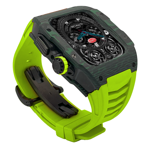 Green carbon fiber colored case - Lime green Strap