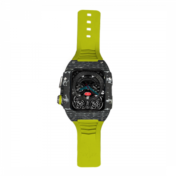 Silver carbon fiber colored case - Lime Strap
