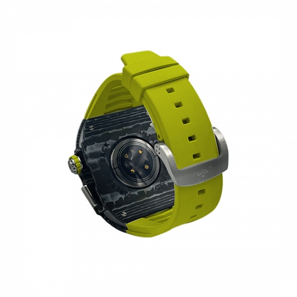 Silver carbon fiber colored case - Lime Strap