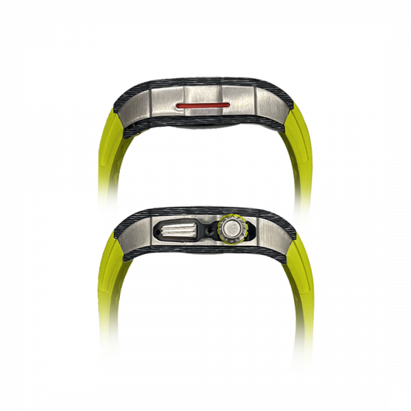 Silver carbon fiber colored case - Lime Strap