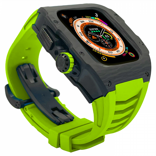 Carbon fiber case - Lime green Strap