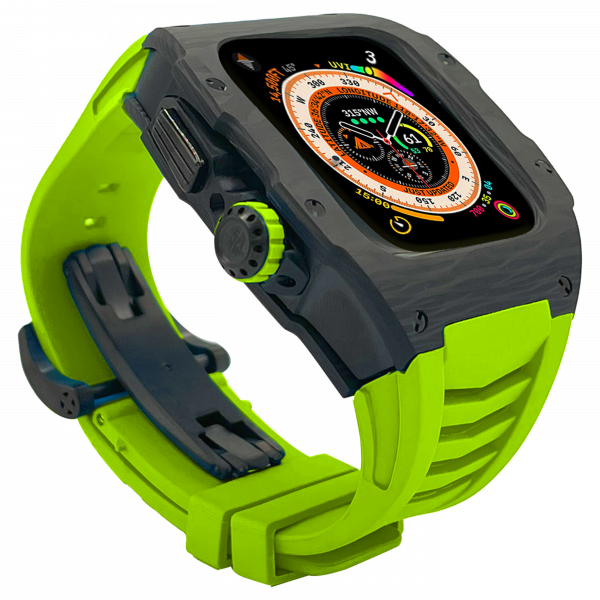 Carbon fiber case - Lime green Strap