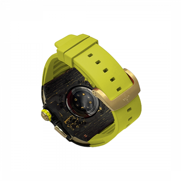 Gold carbon fiber colored case - LimeGreen Strap