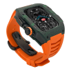 Green carbon fiber colored case - Orange Strap