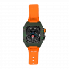 Green carbon fiber colored case - Orange Strap