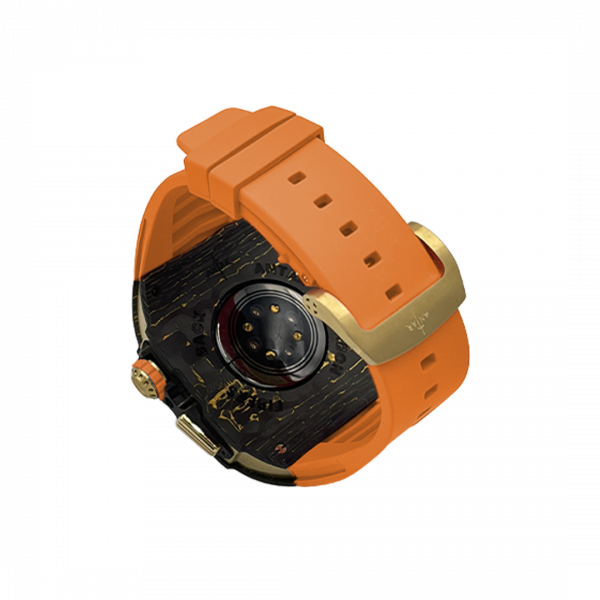 Gold carbon fiber colored case - Orange Strap
