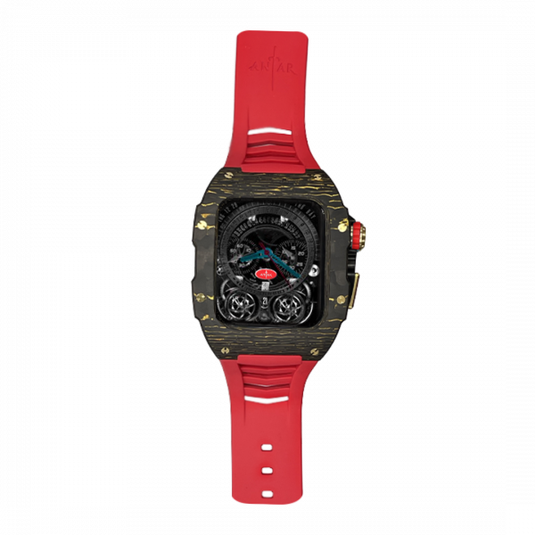 Gold carbon fiber colored case - Red Strap