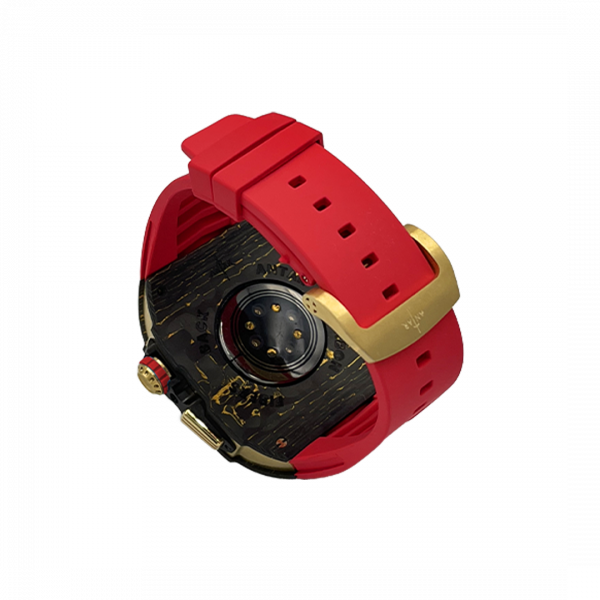 Gold carbon fiber colored case - Red Strap