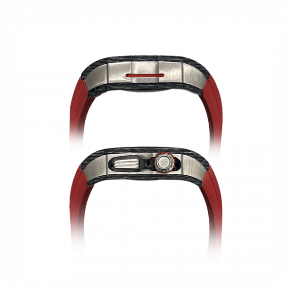 Silver carbon fiber colored case - Red Strap