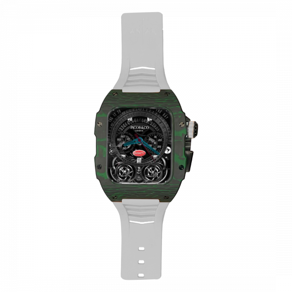 Green carbon fiber colored case - White Strap