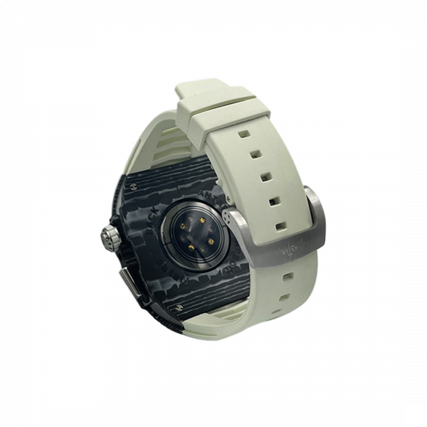 Silver carbon fiber colored case - White Strap