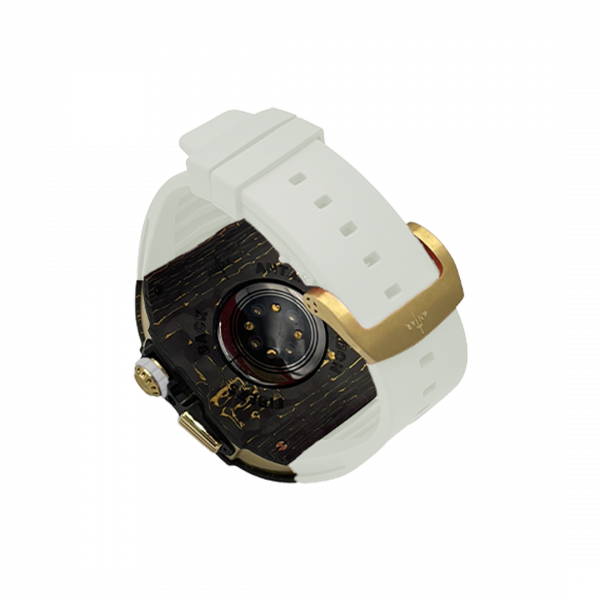 Gold carbon fiber colored case - White Strap