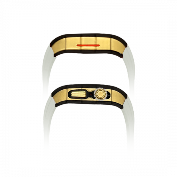 Gold carbon fiber colored case - White Strap