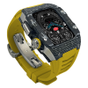Silver carbon fiber colored case - Yellow Strap