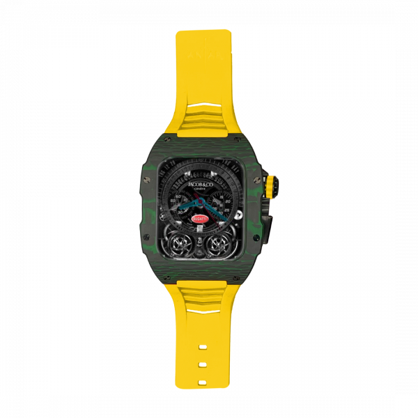 Green carbon fiber colored case - Yellow Strap